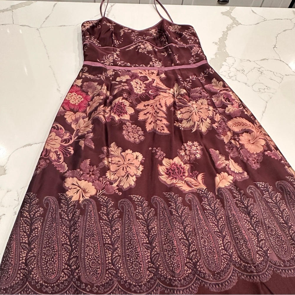 Kay Unger Womens Silk Babydoll Dress Sz 4 Pink Floral Paisley Fairy Whimsigoth - Picture 4 of 11